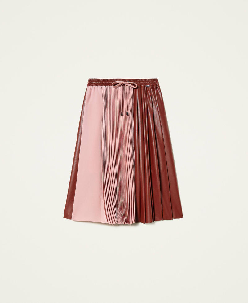 Falda plisada con cordón de ajuste Bicolor Marrón «Burned» / Misty Rose Mujer 212LI2FAA-0S