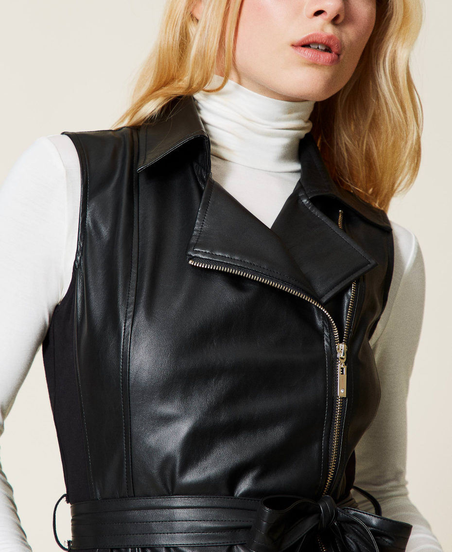 Abito in tessuto spalmato con zip Nero Donna 212LI2FEE-05