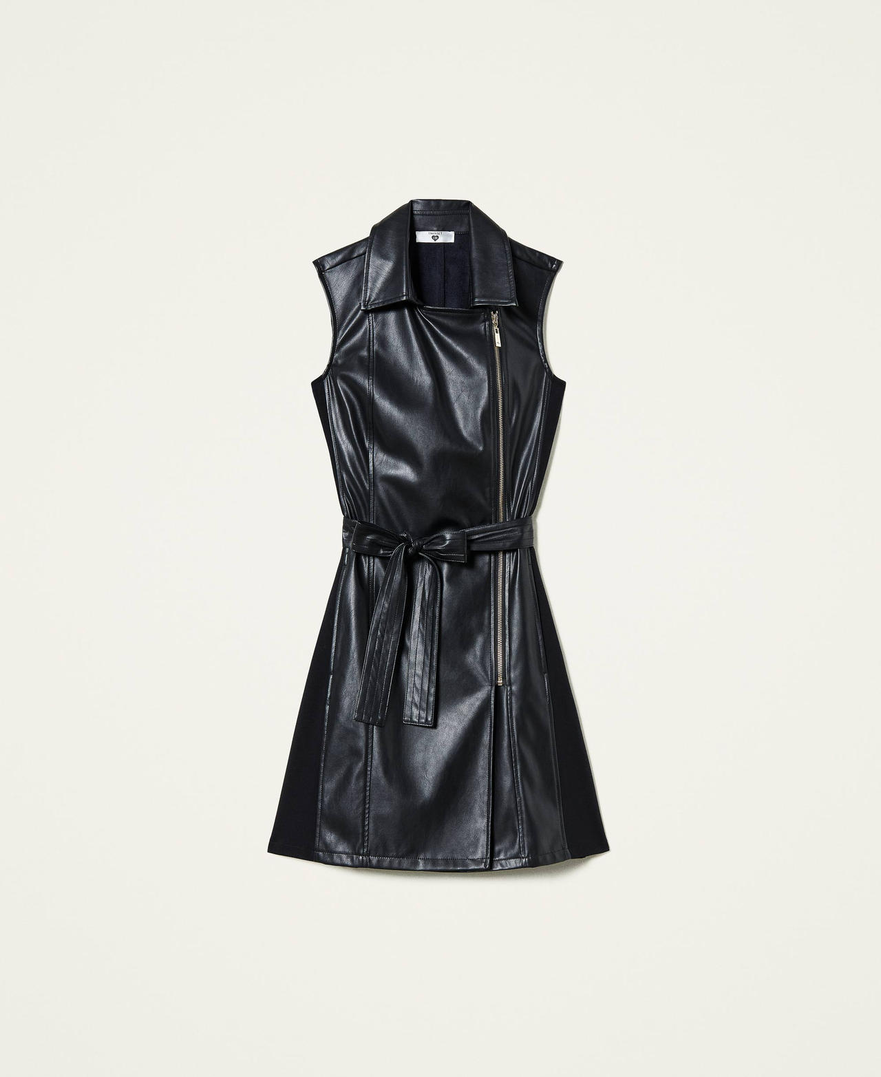 Abito in tessuto spalmato con zip Nero Donna 212LI2FEE-0S