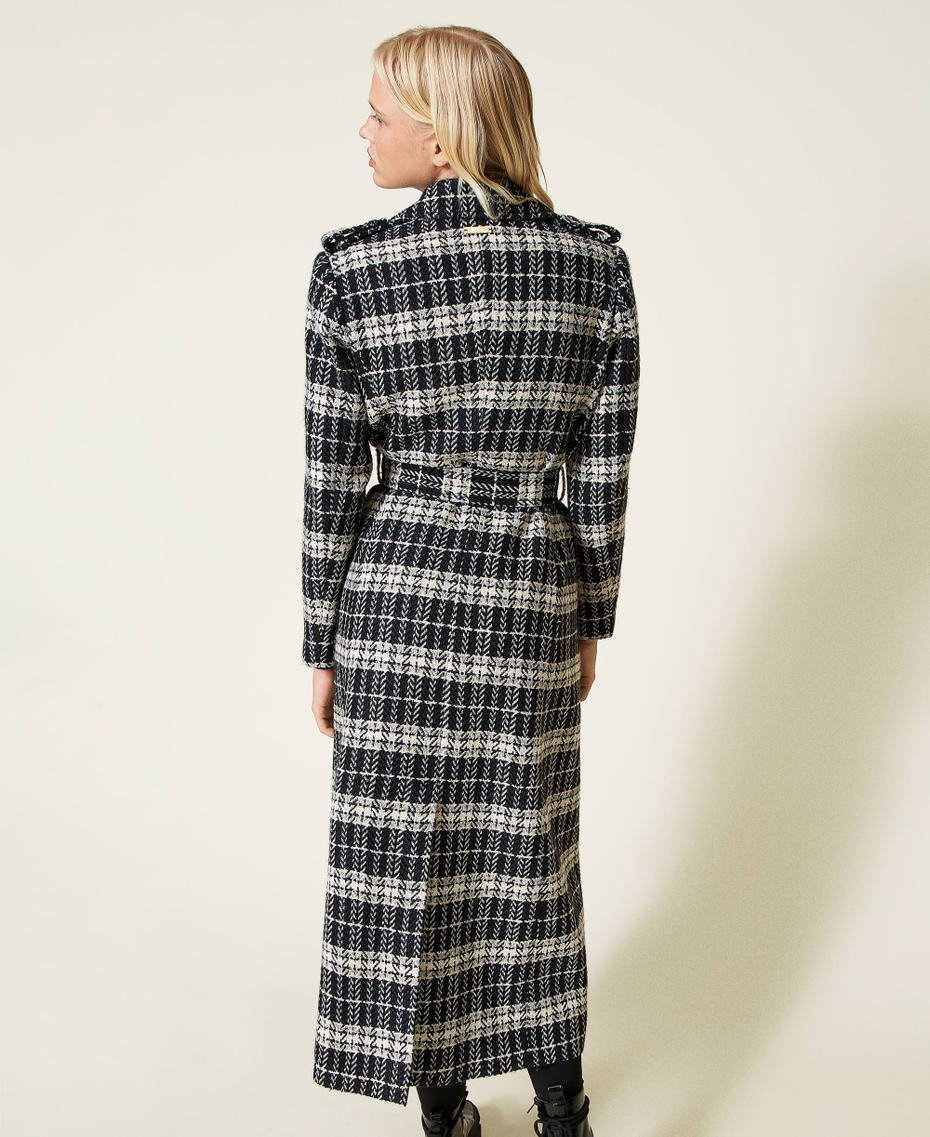 Wool blend coat with check pattern Black Check Woman 212LI2KBB-03