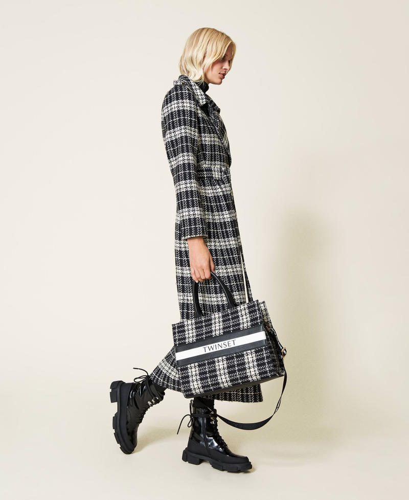 Wool blend coat with check pattern Black Check Woman 212LI2KBB-0T