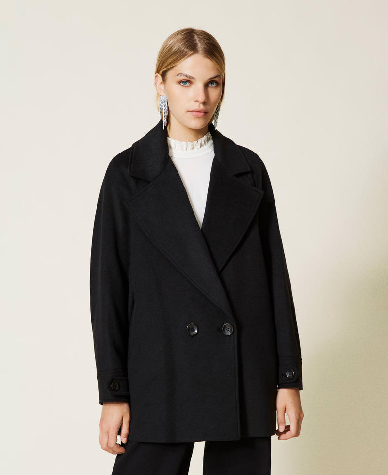 Double breasted wool cloth caban Black Woman 212LI2KGG-01