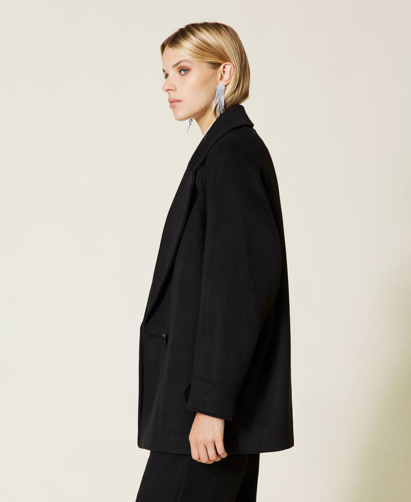 Double breasted wool cloth caban Black Woman 212LI2KGG-02