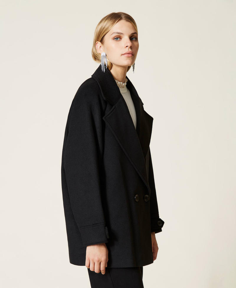 Double breasted wool cloth caban Black Woman 212LI2KGG-03