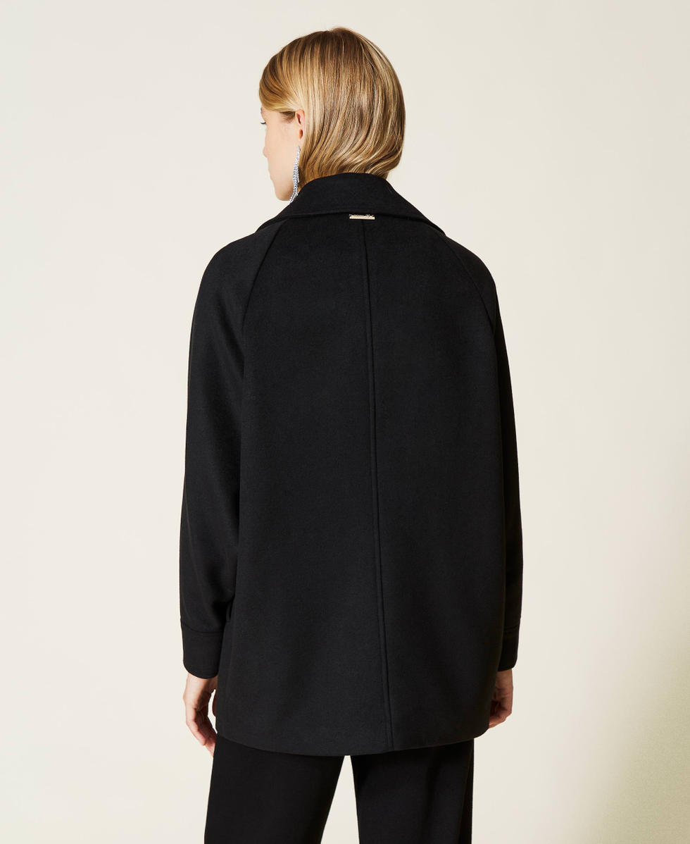 Zweireihiger Caban aus Tuch Schwarz Frau 212LI2KGG-04