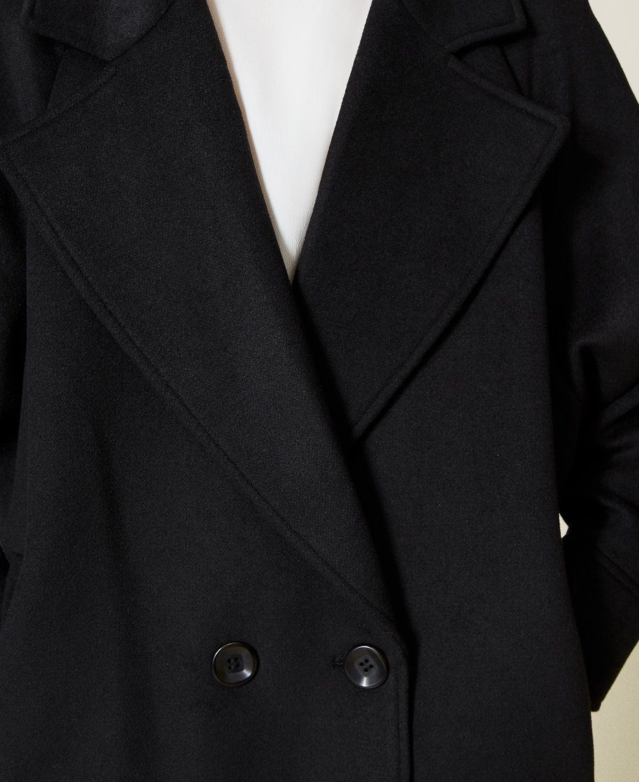 Двубортное пальто-бушлат из сукна Черный женщина 212LI2KGG-05