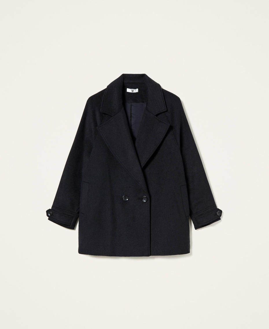 Double breasted wool cloth caban Black Woman 212LI2KGG-0S