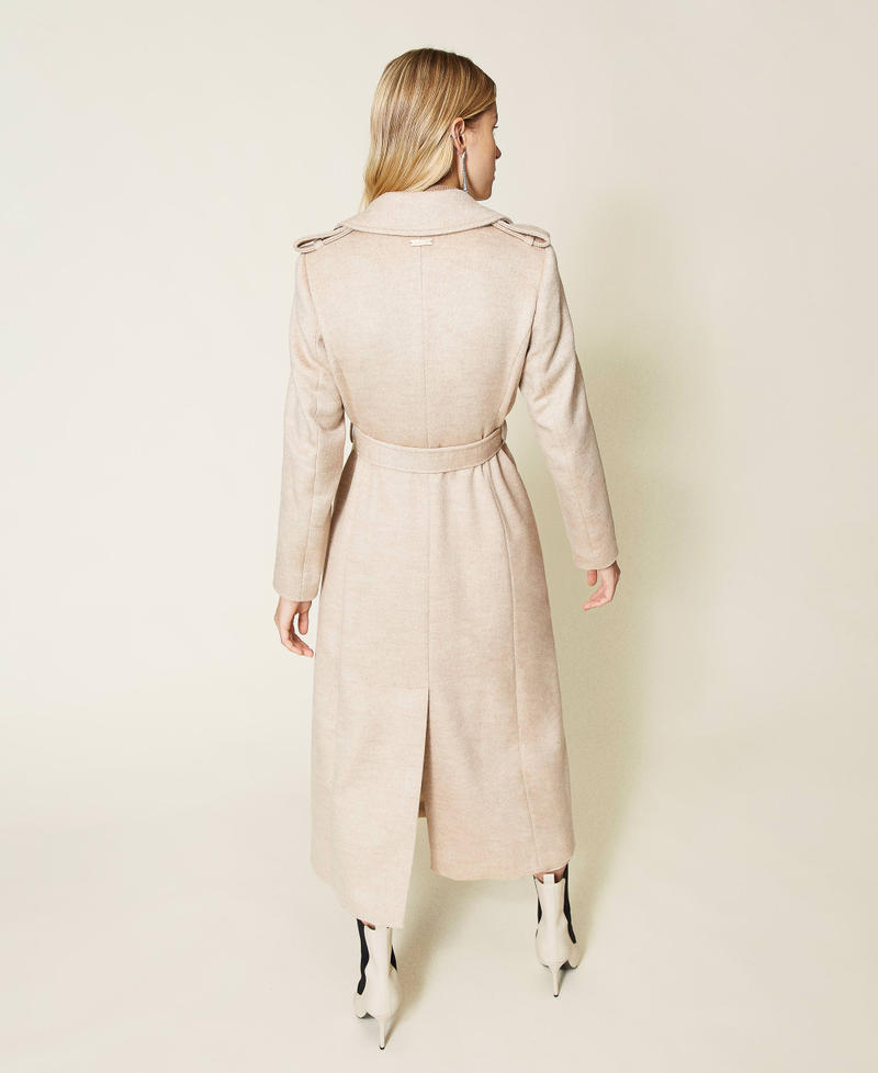 Wool cloth coat with belt Desert Light Woman 212LI2KHH-03