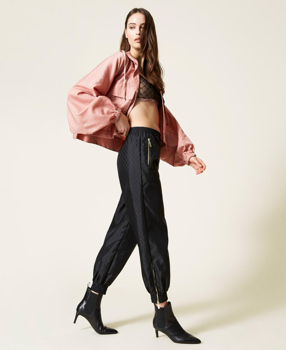 Joggers with logo all over Black Woman 212LI2LAA-02