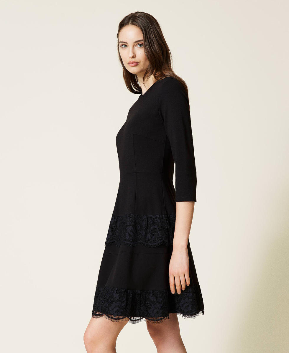 Robe avec volants en dentelle Noir Femme 212LI2RGG-02