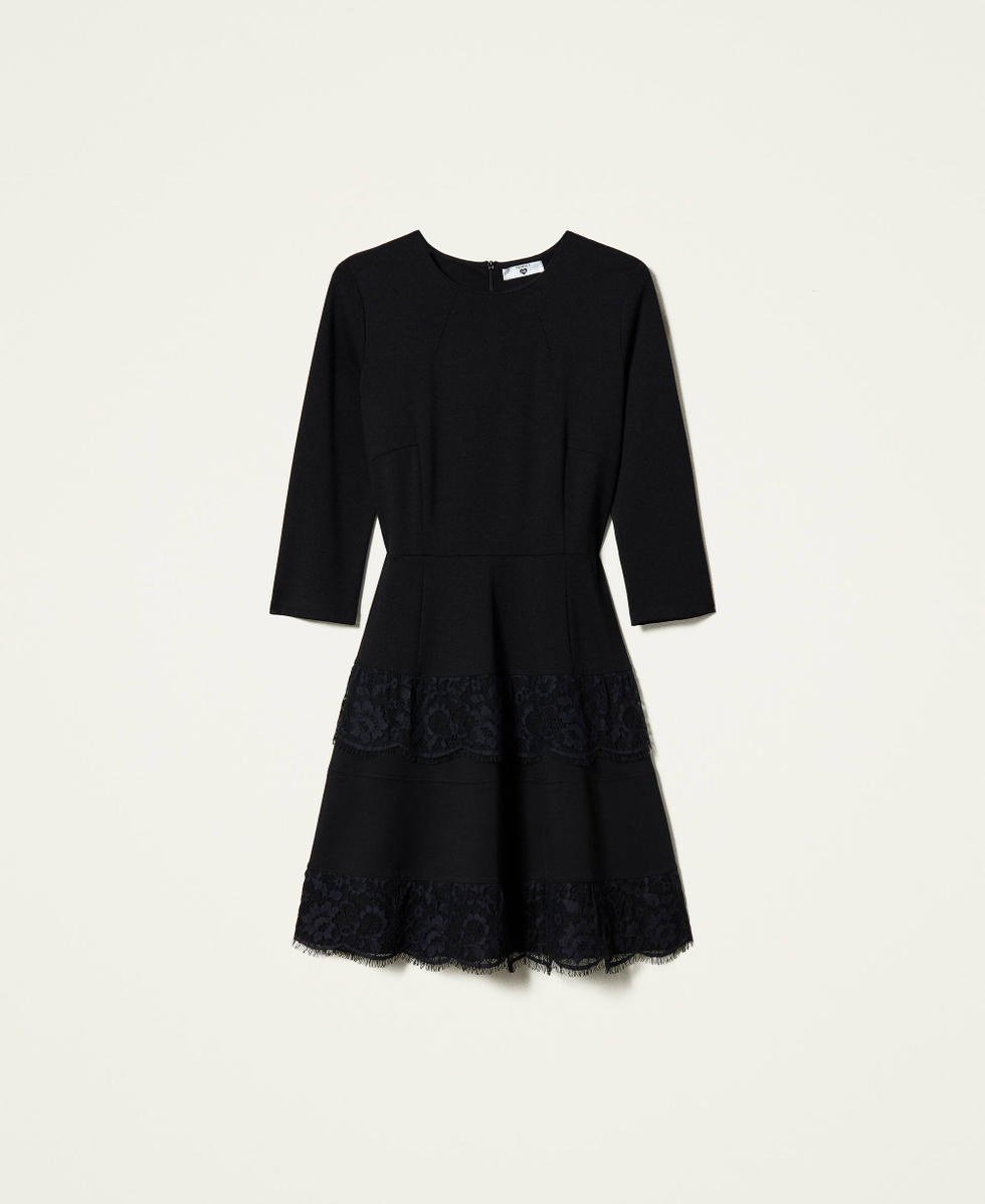 Robe avec volants en dentelle Noir Femme 212LI2RGG-0S
