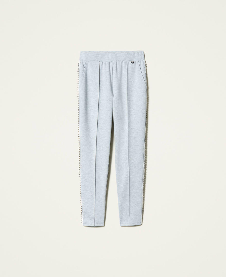 Plush fabric trousers with bezels Melange Grey Woman 212LI2RXX-0S