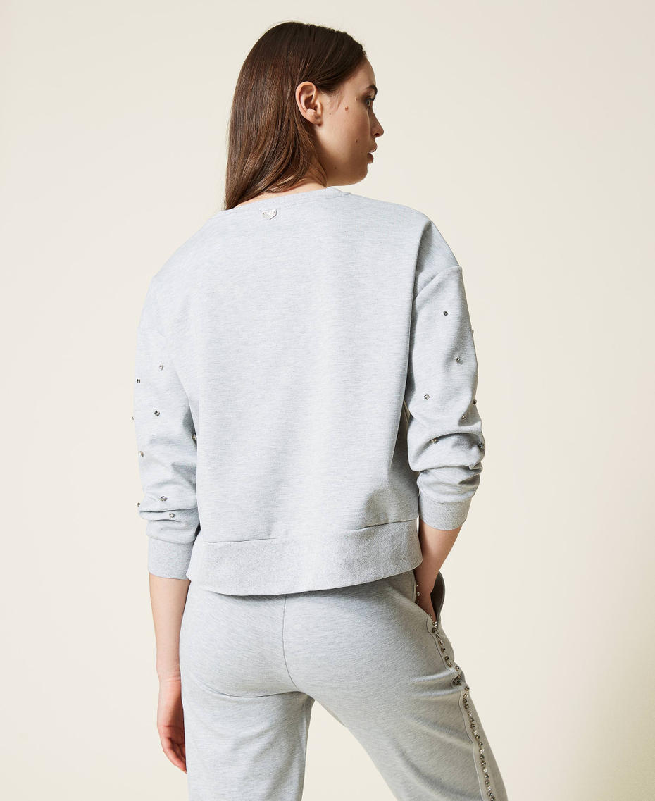Mottled sweatshirt with bezels Melange Grey Woman 212LI2RYY-04