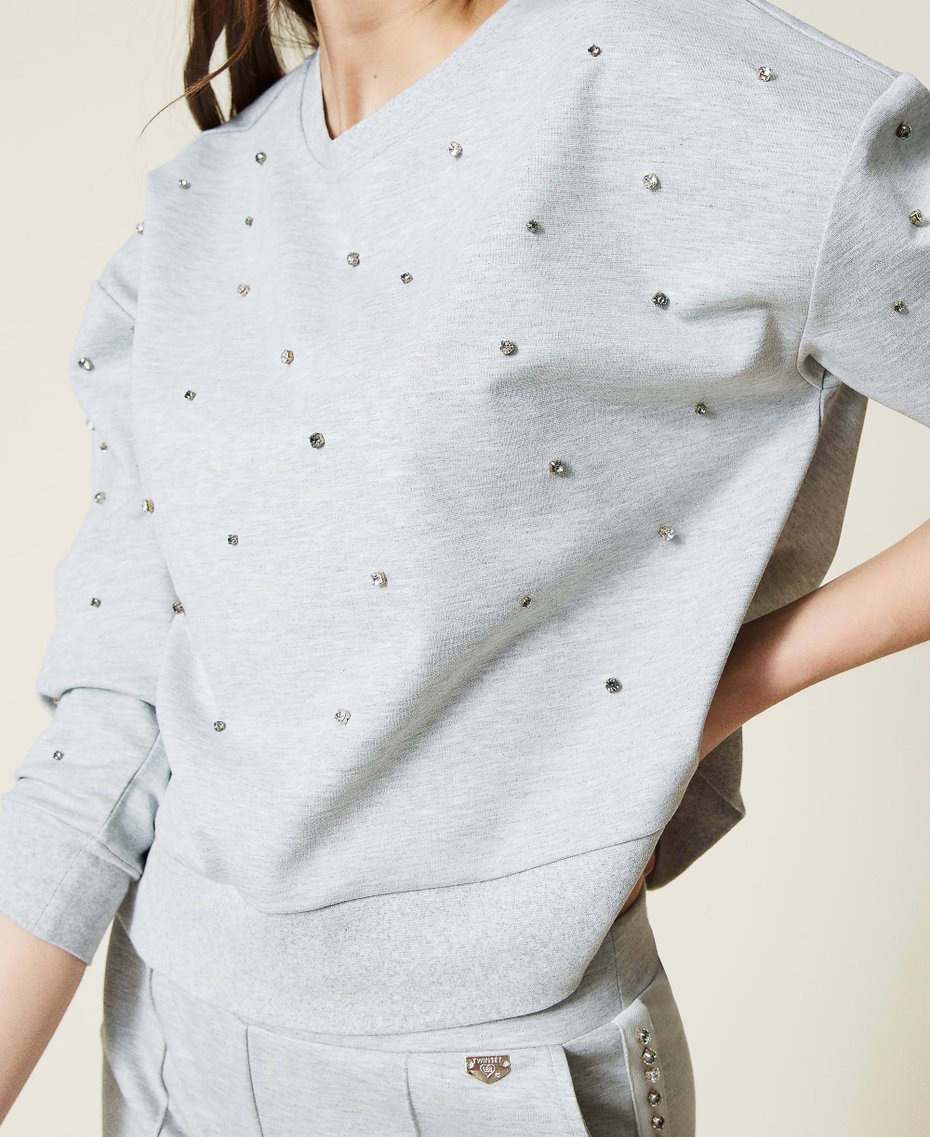 Mottled sweatshirt with bezels Melange Grey Woman 212LI2RYY-05