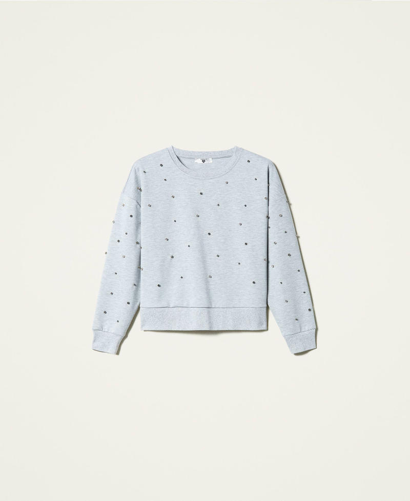Mottled sweatshirt with bezels Melange Grey Woman 212LI2RYY-0S