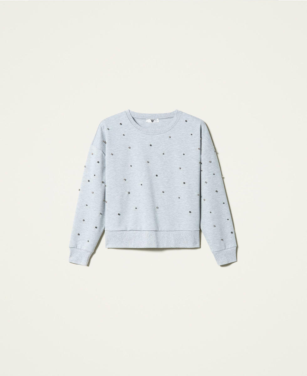 Felpa m&eacute;lange con castoni Grigio M&eacute;lange Donna 212LI2RYY-0S