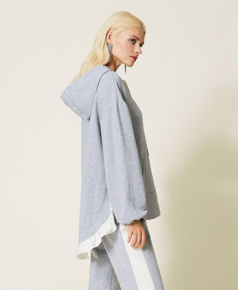 Mottled hoodie Two-tone Grey Marl / “Butter Cream” White Woman 212LI2SBB-02