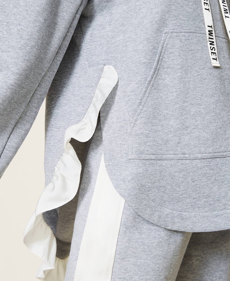 Felpa mélange con cappuccio Bicolor Grigio Mélange / Bianco "Butter Cream" Donna 212LI2SBB-04