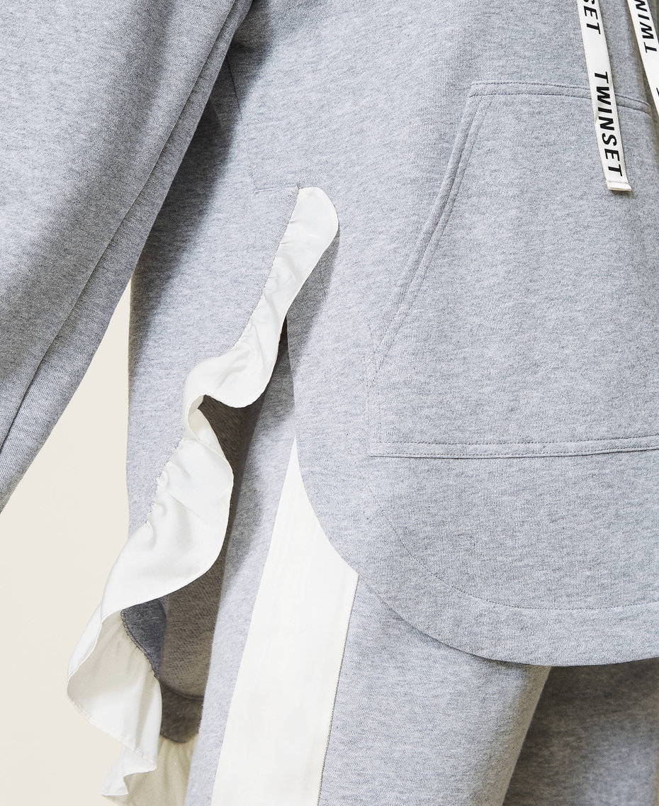 Felpa mélange con cappuccio Bicolor Grigio Mélange / Bianco "Butter Cream" Donna 212LI2SBB-04