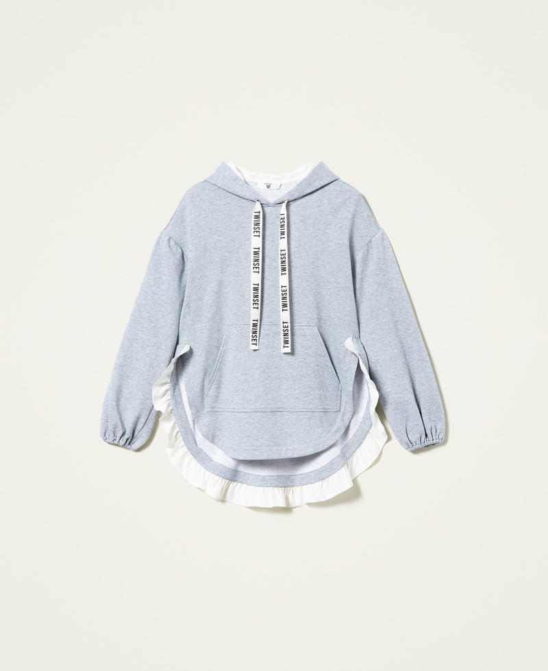 Felpa mélange con cappuccio Bicolor Grigio Mélange / Bianco "Butter Cream" Donna 212LI2SBB-0S