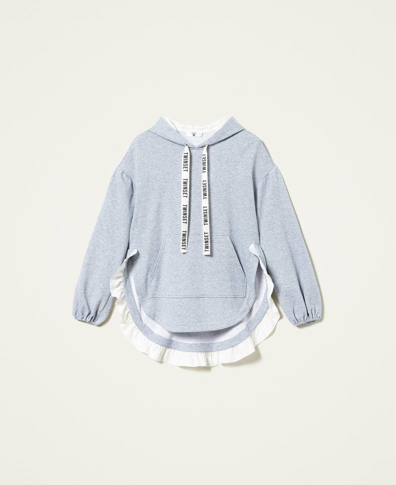 Mottled hoodie Two-tone Grey Marl / “Butter Cream” White Woman 212LI2SBB-0S