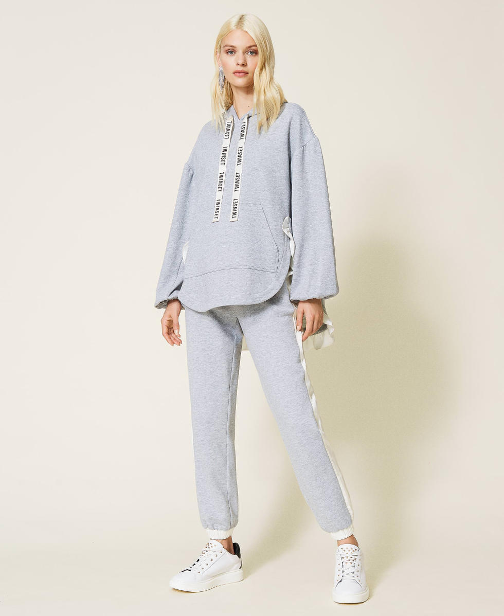 Mottled plush fabric joggers Woman, Grey