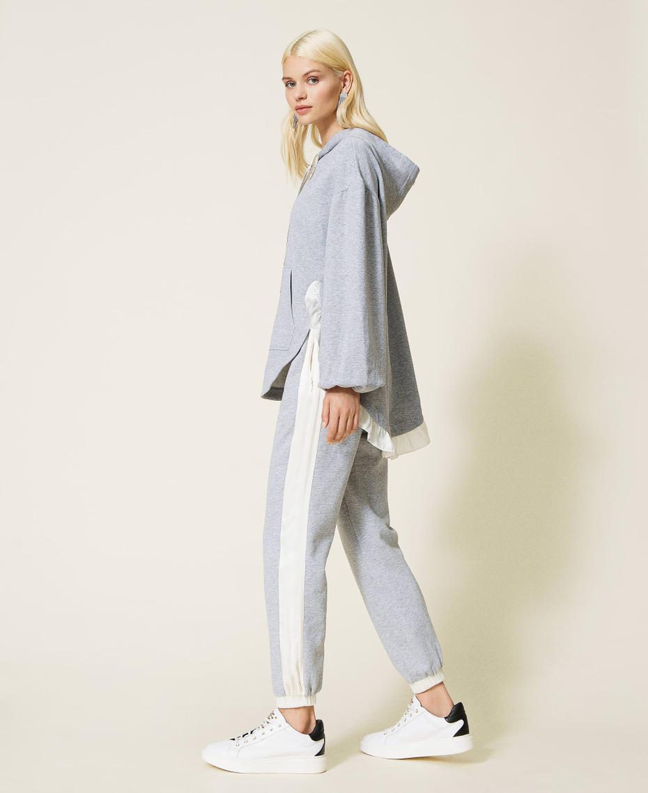 Mottled plush fabric joggers Two-tone Grey Marl / “Butter Cream” White Woman 212LI2SCC-03