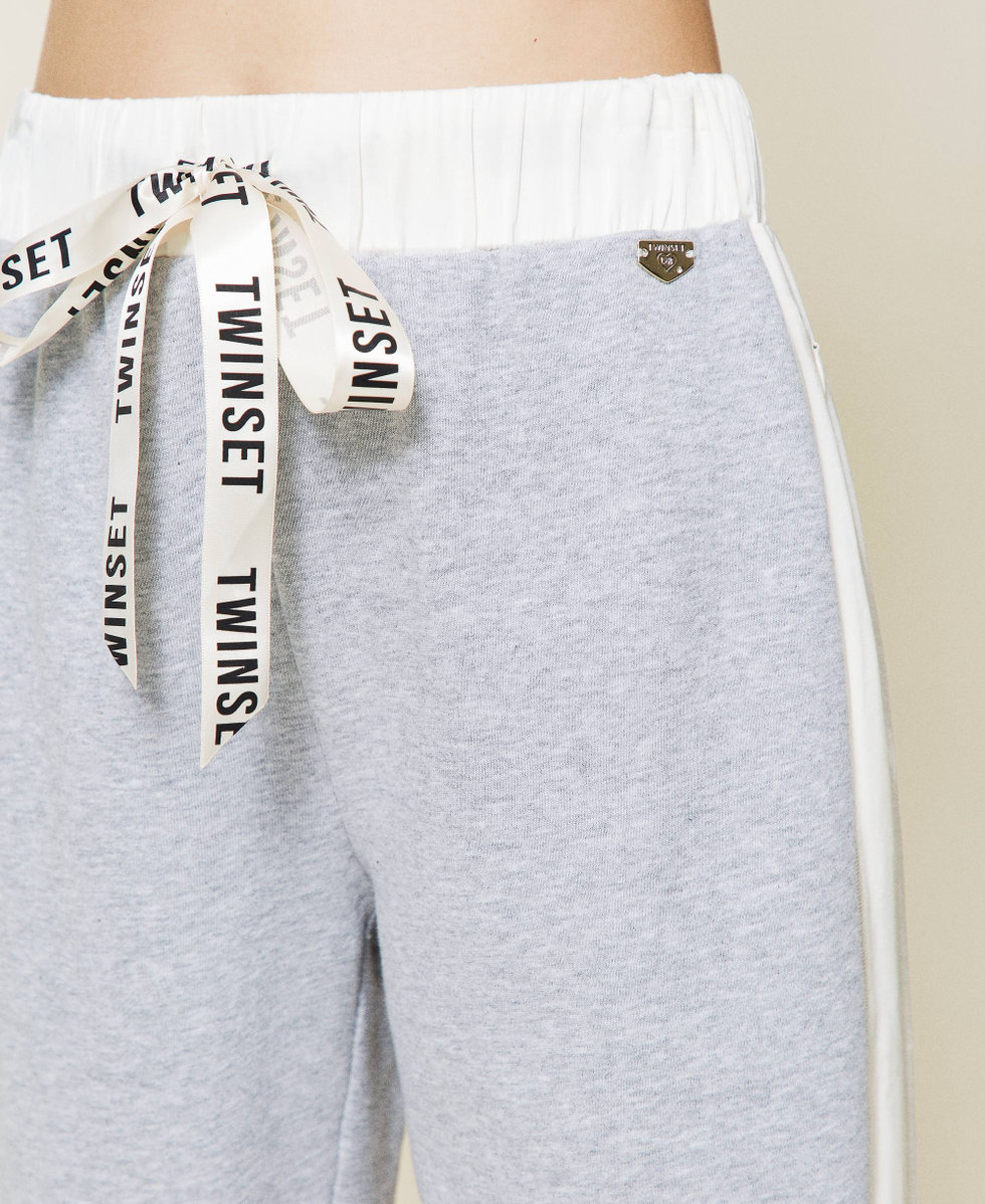 Pantalon de jogging en molleton chin&eacute; Bicolore Gris Chin&eacute; / Blanc &laquo;&nbsp;Butter Cream&nbsp;&raquo; Femme 212LI2SCC-05