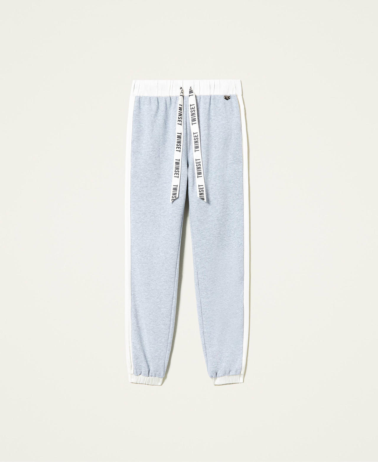 Mottled plush fabric joggers Two-tone Grey Marl / “Butter Cream” White Woman 212LI2SCC-0S
