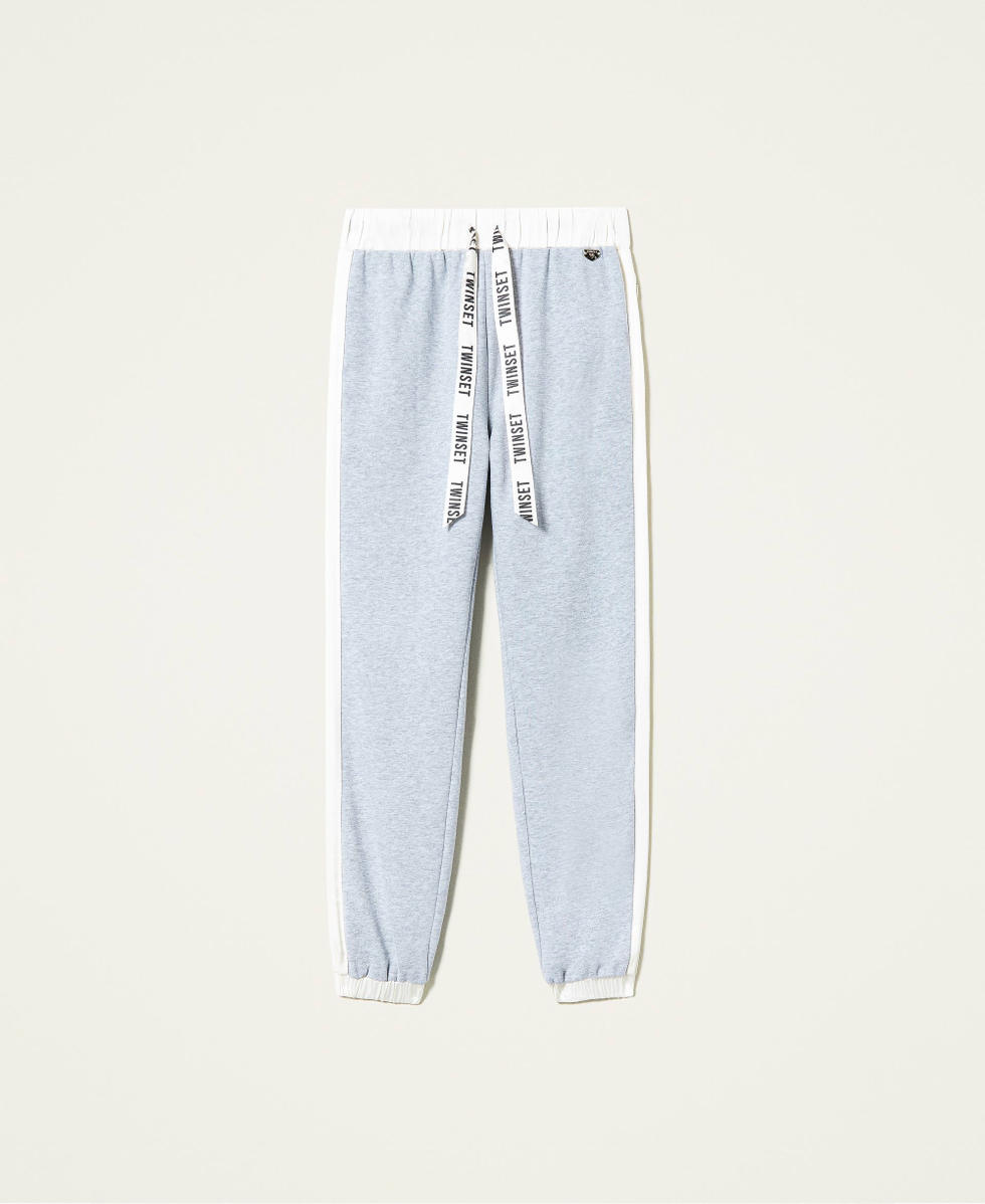 Mottled plush fabric joggers Woman, Grey