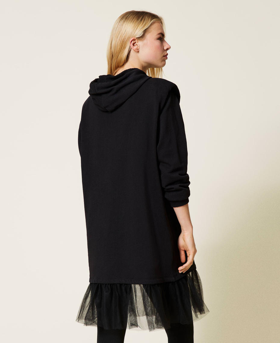 Plush fabric and tulle dress with logo Black Woman 212LI2SMM-03