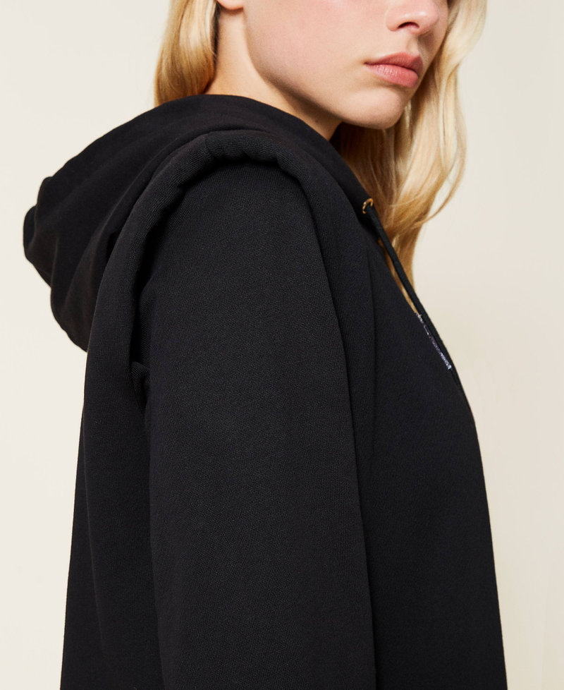 Plush fabric and tulle dress with logo Black Woman 212LI2SMM-05