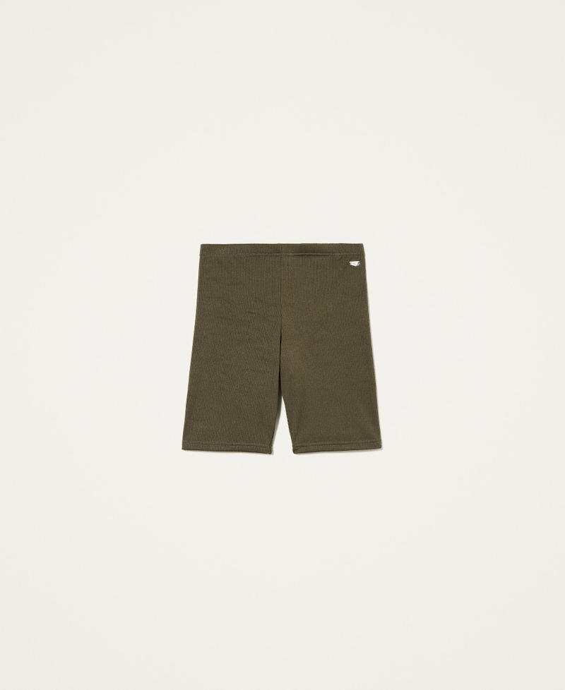 Ribbed cycling shorts Woman Green TWINSET Milano