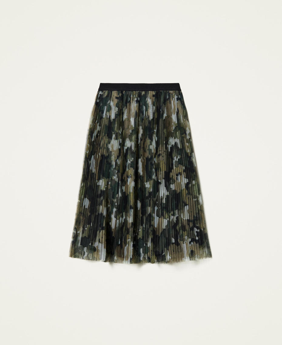 Camouflage pleated tulle skirt Jungle Camouflage Print Woman 212LI2WFF-0S