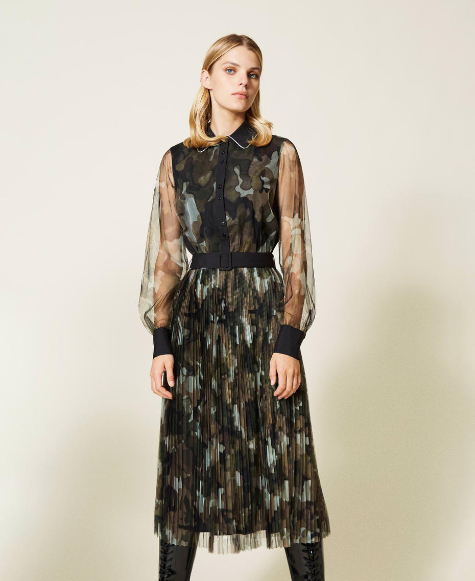 Tulle dress with camouflage print Jungle Camouflage Print Woman 212LI2WMM-01