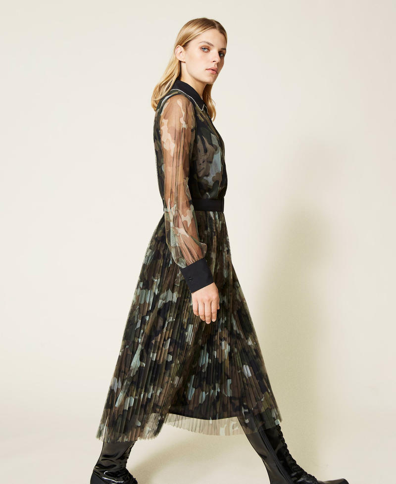 Tulle dress with camouflage print Jungle Camouflage Print Woman 212LI2WMM-02