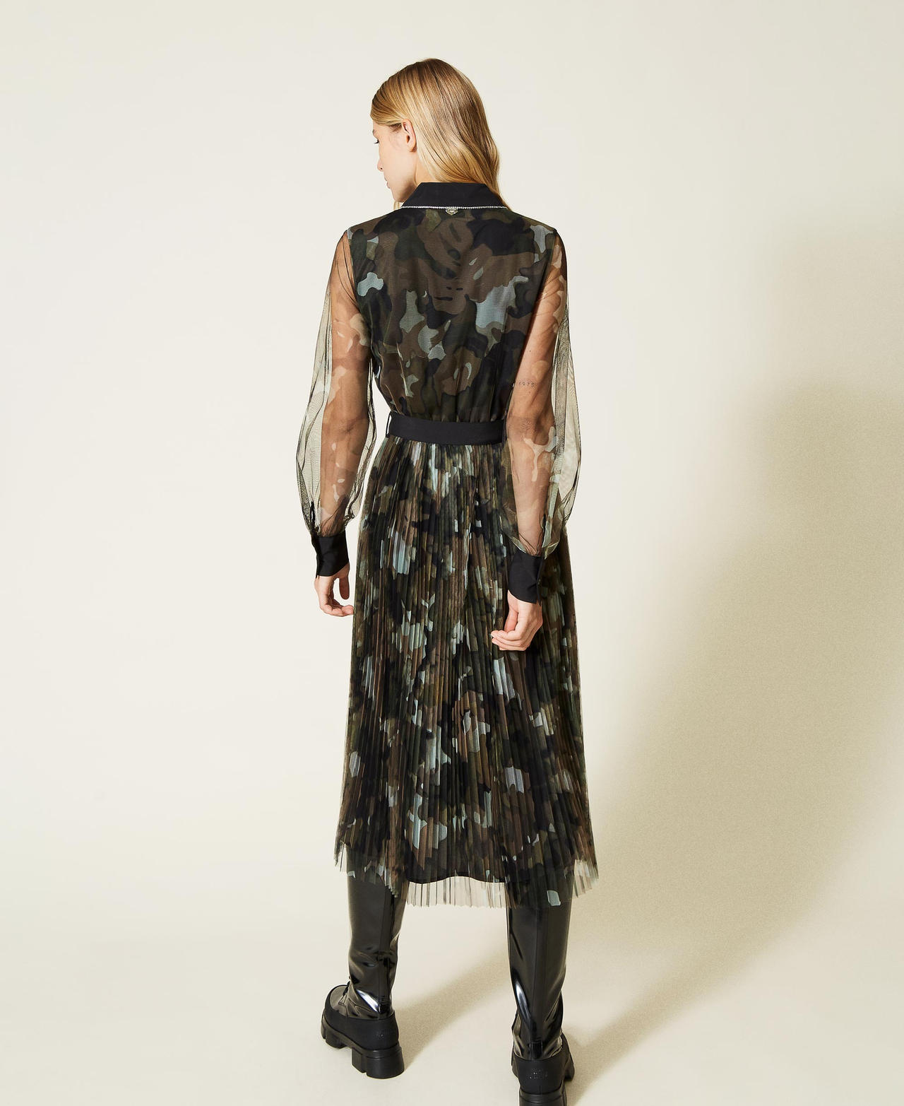 Tulle dress with camouflage print Jungle Camouflage Print Woman 212LI2WMM-03