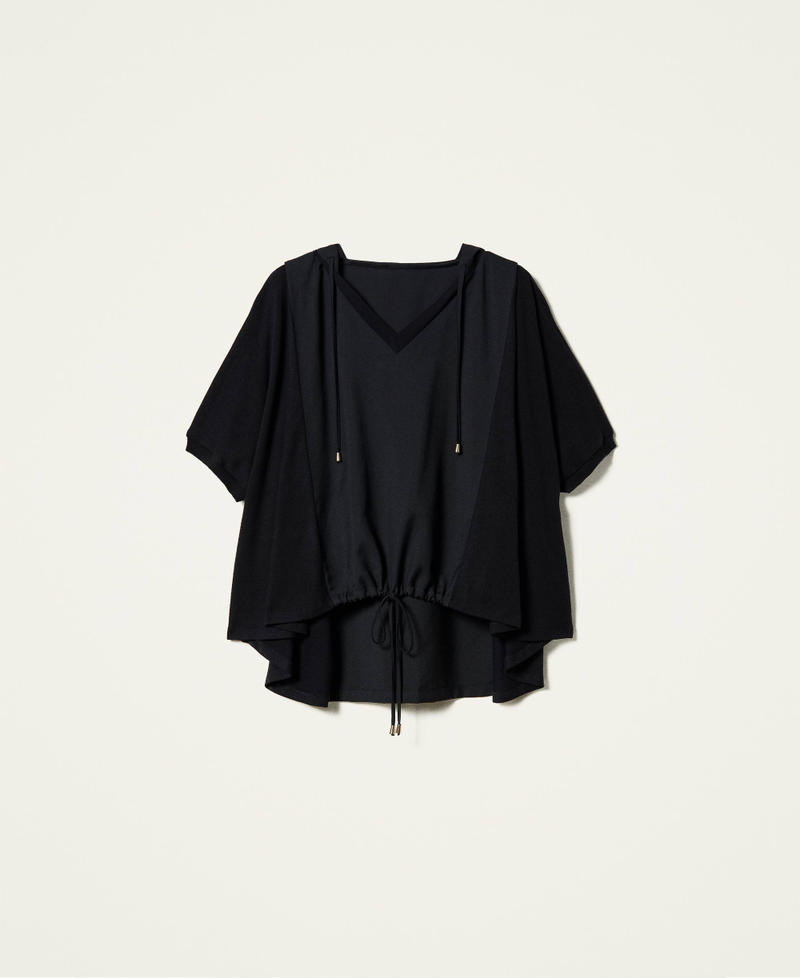 Sweat-shirt avec empiècements en maille Noir Femme 212LI2XAA-0S