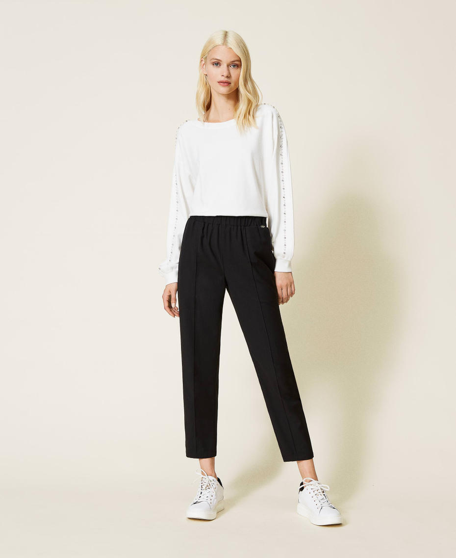 Брюки-сигареты из твила Черный женщина 212LI2XDD-01