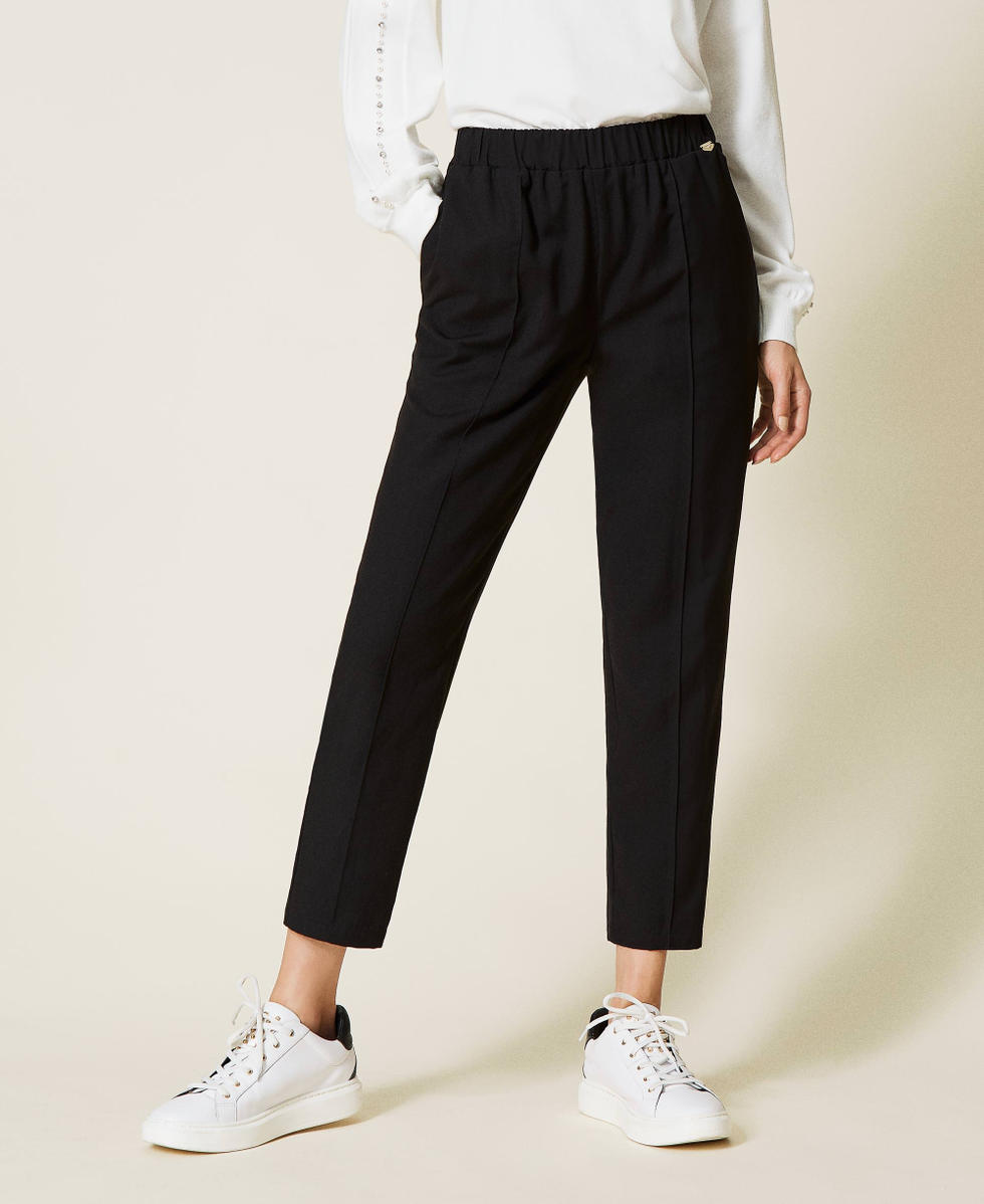 Twill cigarette trousers Black Woman 212LI2XDD-05