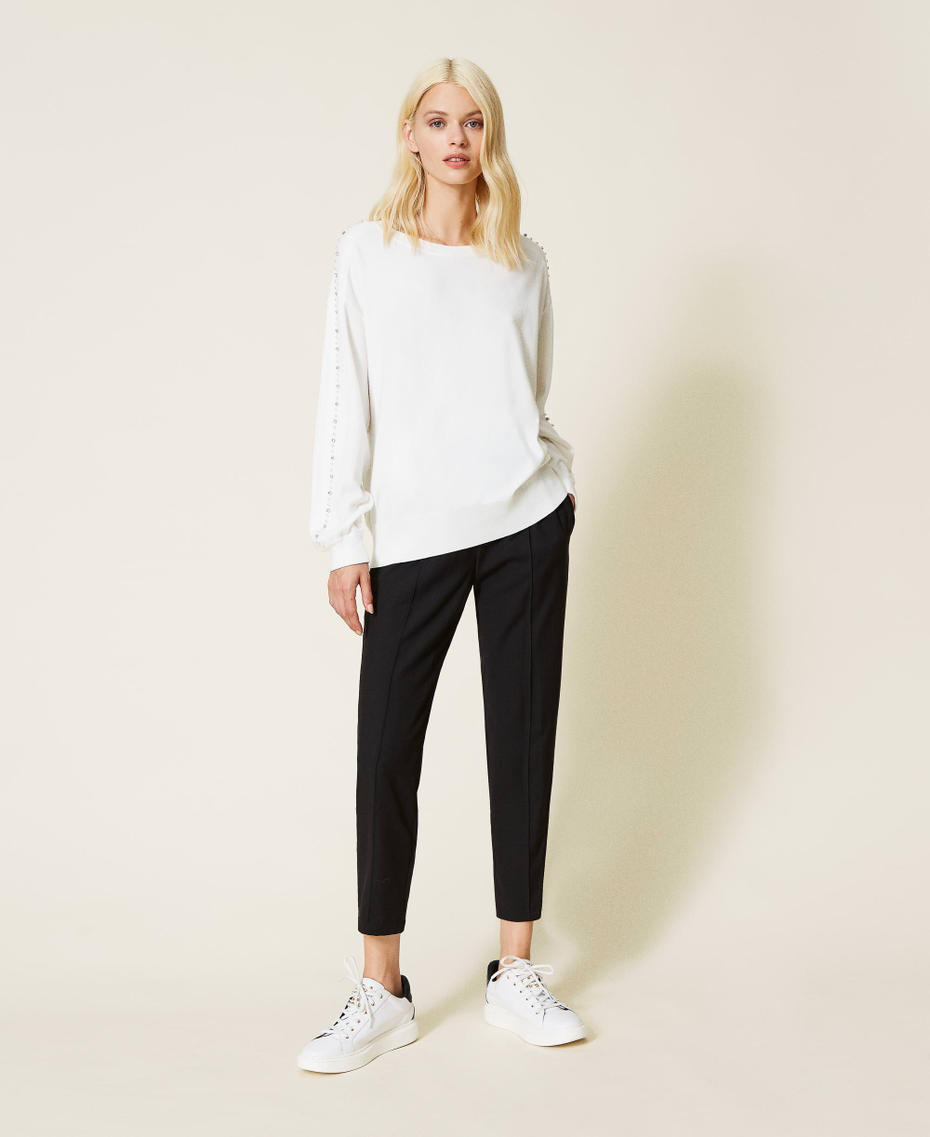 Брюки-сигареты из твила Черный женщина 212LI2XDD-0T