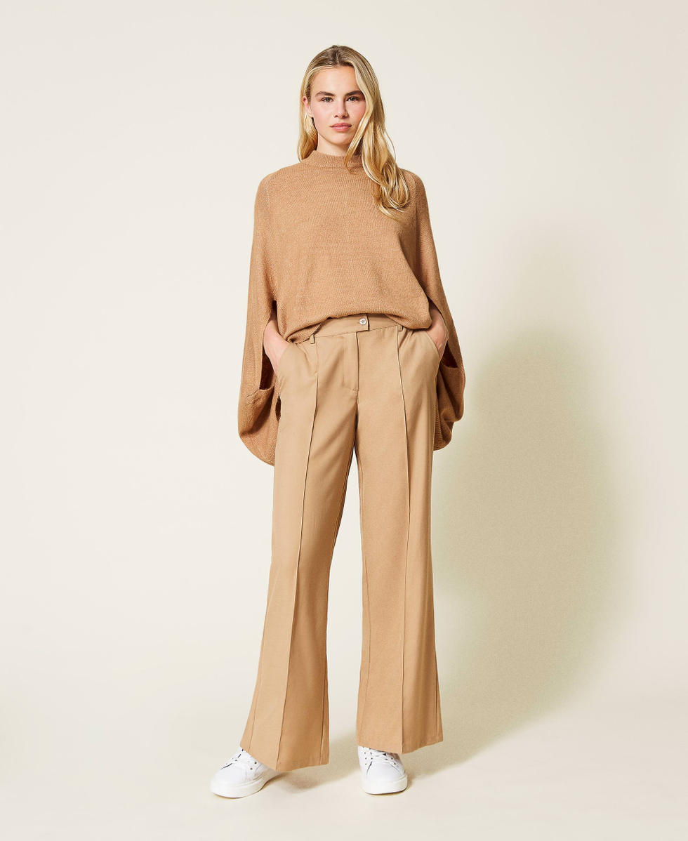 Pantalón de vestir en sarga - Beige - MUJER