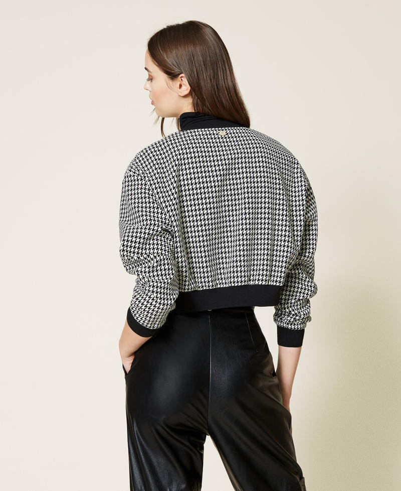 Houndstooth bomber jacket Ivory Houndstooth / Black Woman 212LI2YBB-03