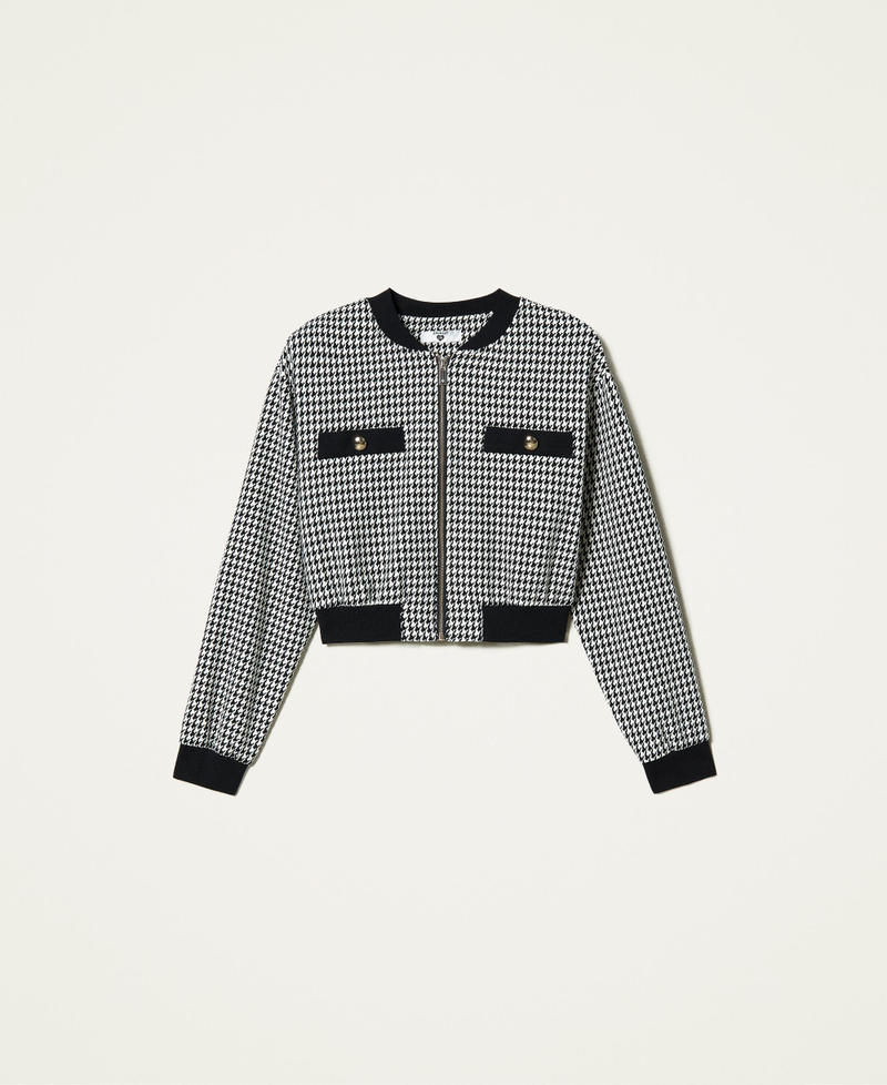Houndstooth bomber jacket Ivory Houndstooth / Black Woman 212LI2YBB-0S
