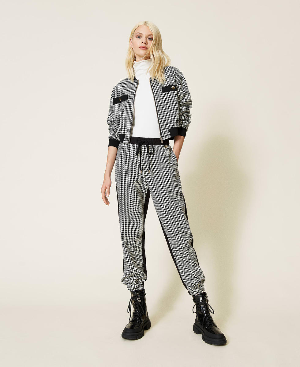 Houndstooth print discount drawstring jogger pants