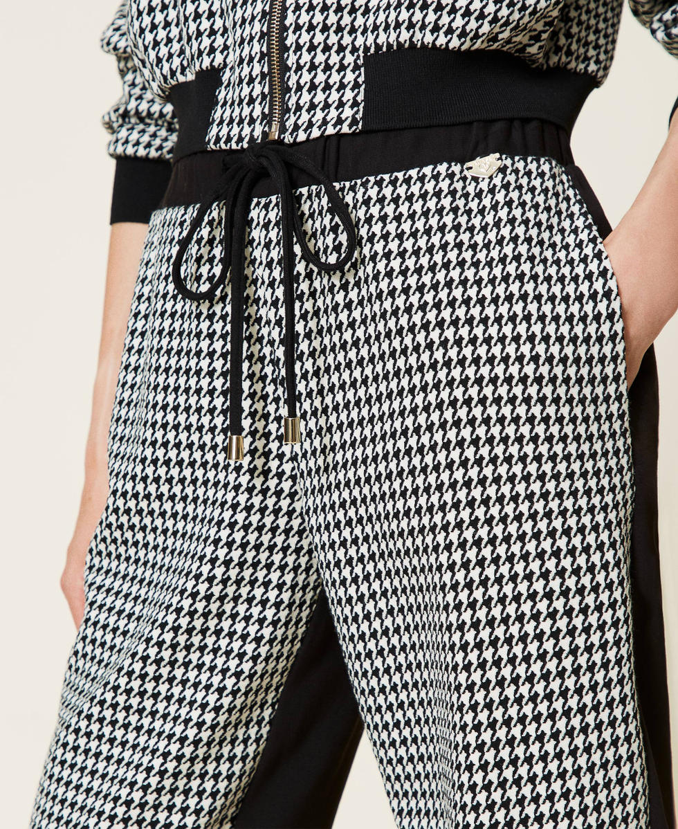 Houndstooth print drawstring jogger pants outlet
