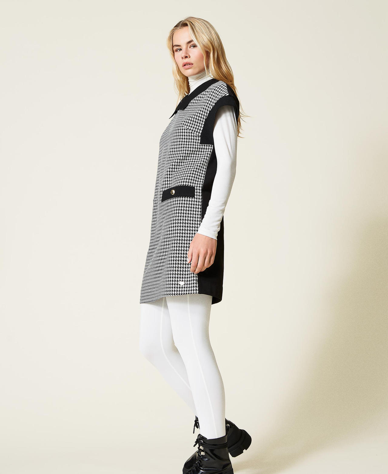 Abito pied-de-poule Pied De Poule Avorio / Nero Donna 212LI2YEE-02