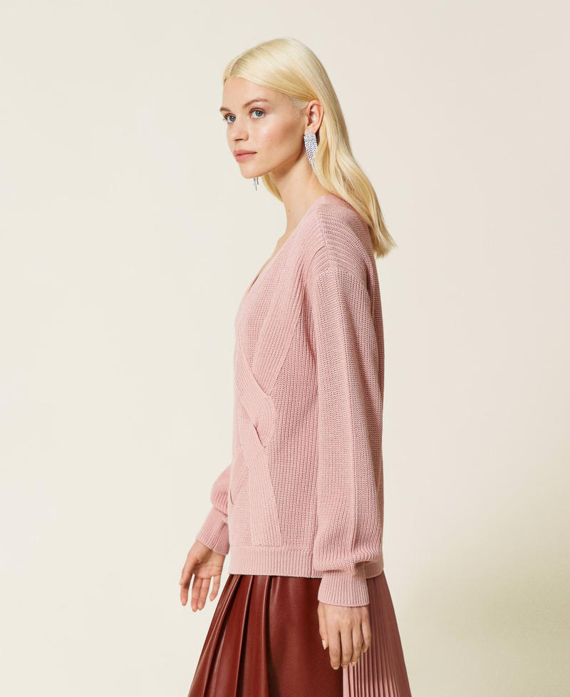 Wool blend fisherman's knit jumper Misty Rose Woman 212LI3NHH-02