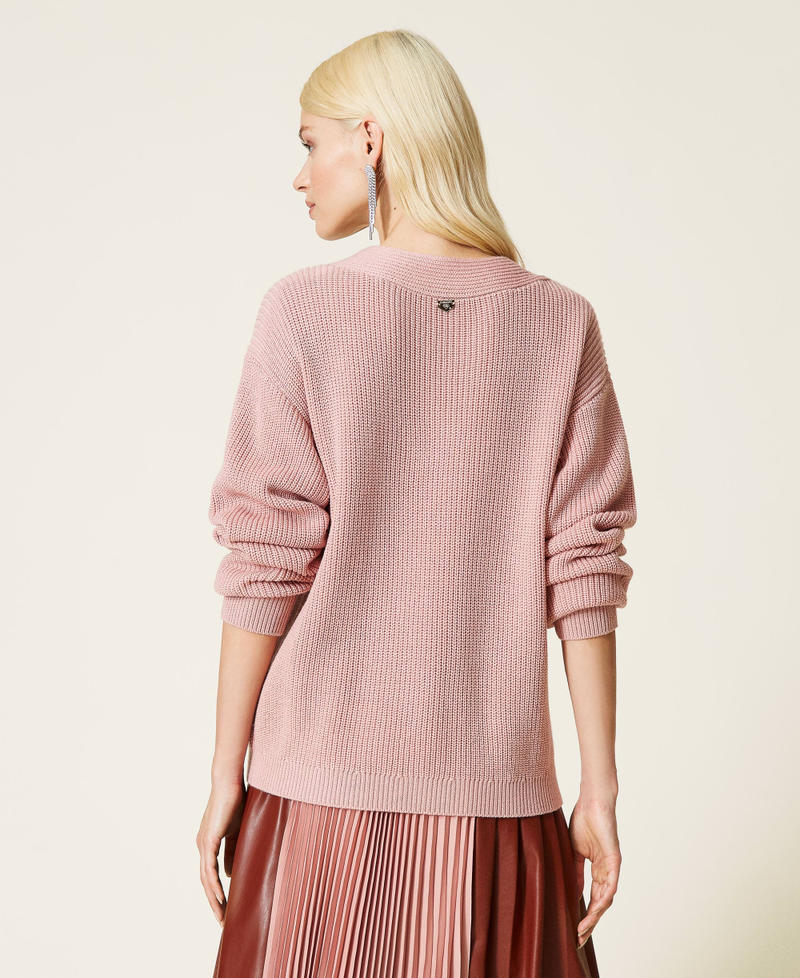 Wool blend fisherman's knit jumper Misty Rose Woman 212LI3NHH-04