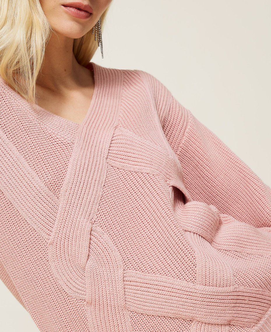 Wool blend fisherman's knit jumper Misty Rose Woman 212LI3NHH-05